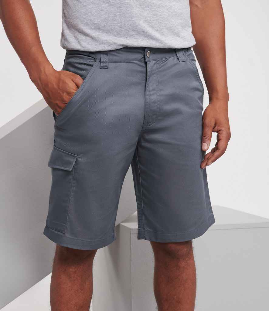 Russell Athletic Workwear Poly/Cotton Shorts - Convoy Grey
