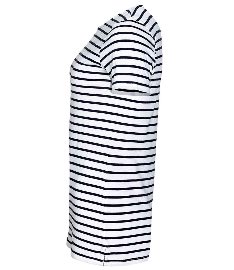 SOL'S Ladies Miles Striped T-Shirt - White/Navy