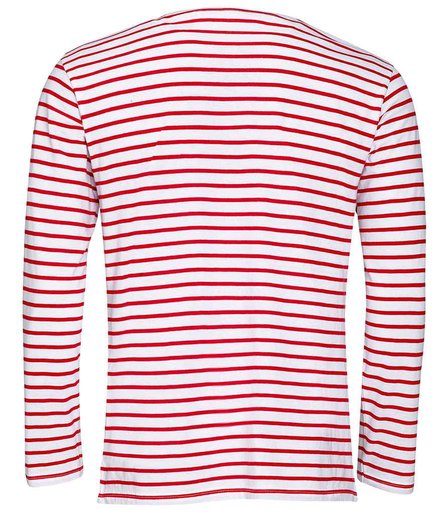 SOL'S Marine Long Sleeve Striped T-Shirt - White/Red