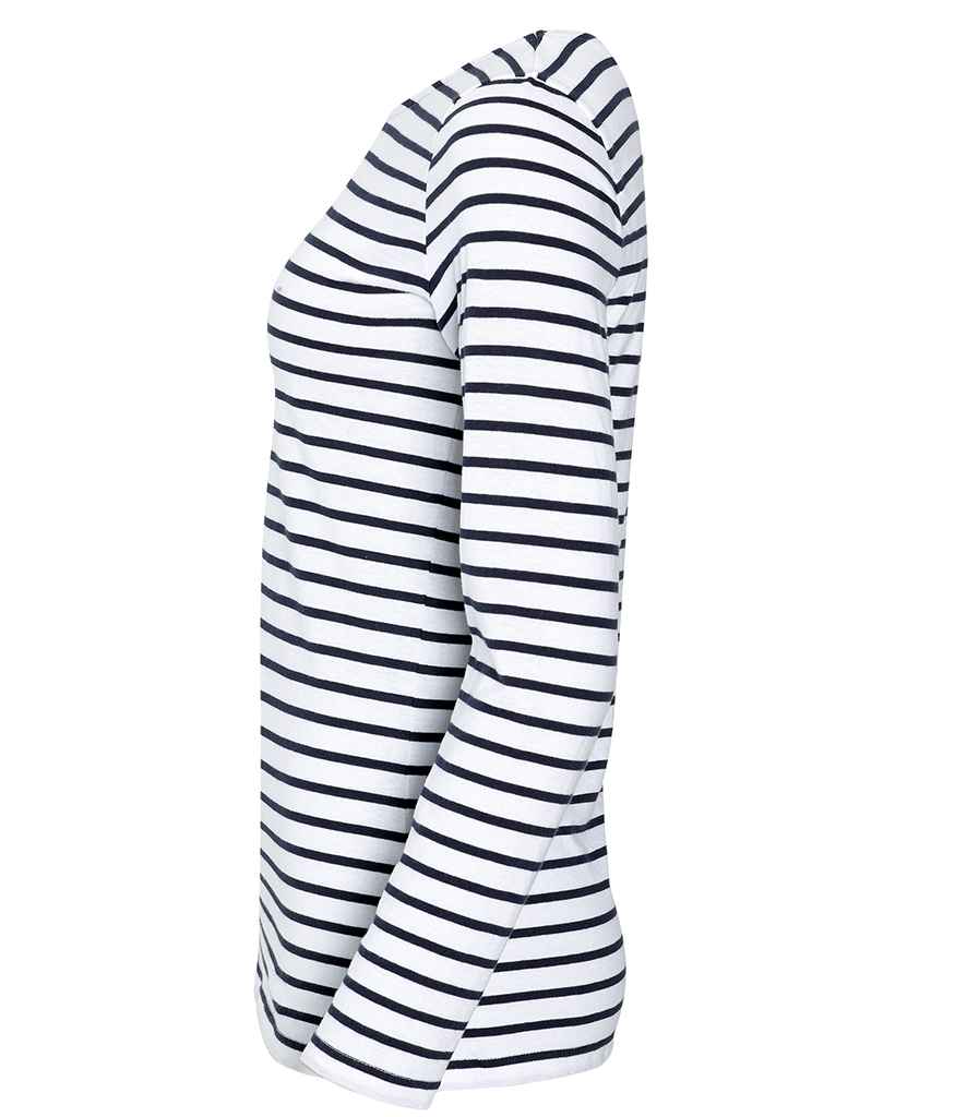 SOL'S Ladies Marine Long Sleeve Striped T-Shirt - White/Navy