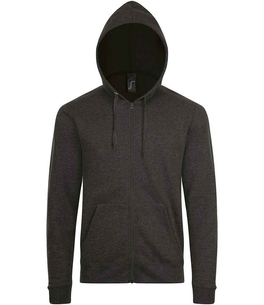 SOL'S Stone Zip Hooded Sweatshirt - Charcoal Marl