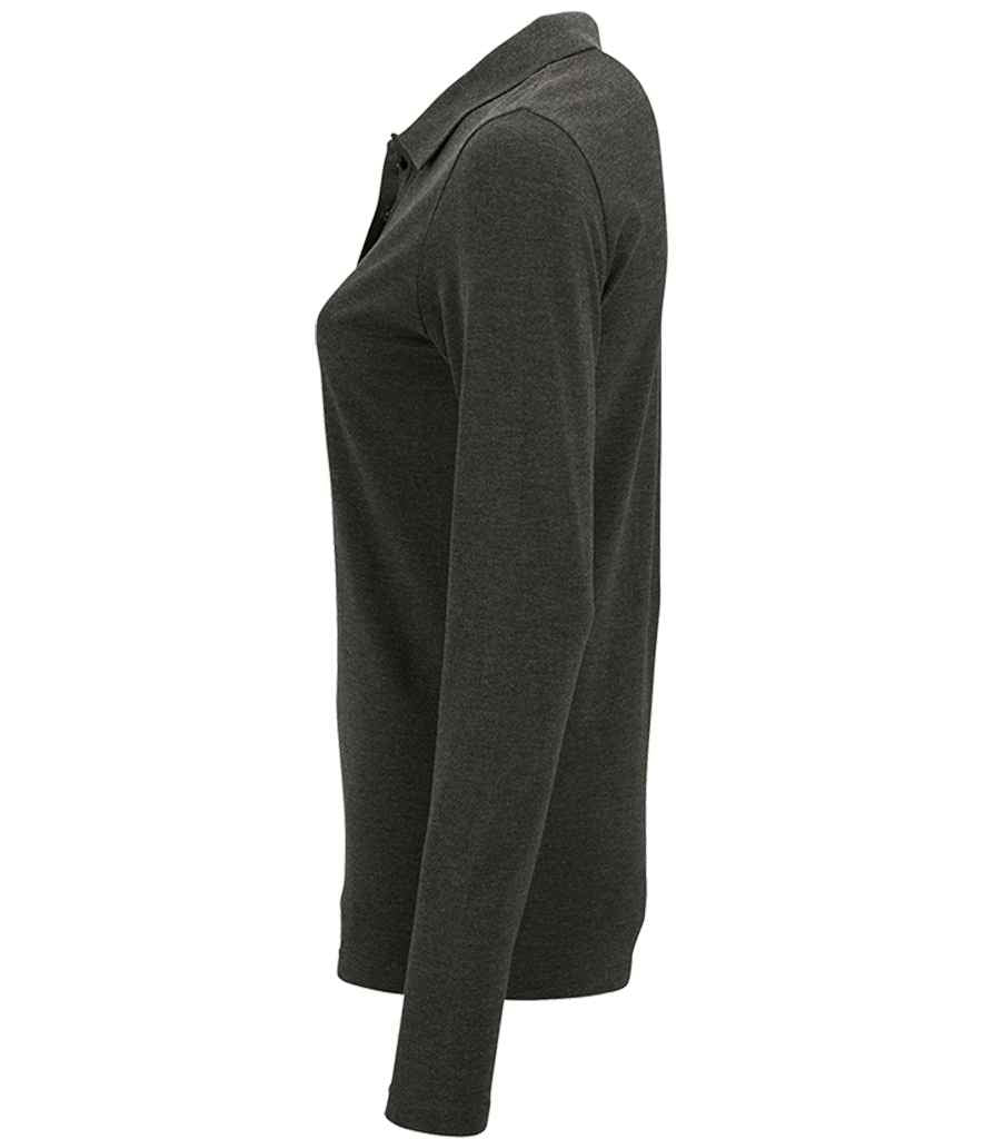 SOL'S Ladies Perfect Long Sleeve Piqué Polo Shirt - Charcoal Marl