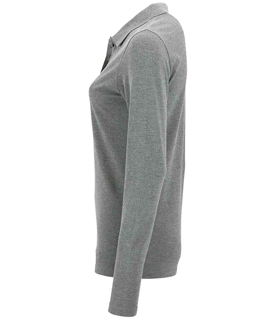 SOL'S Ladies Perfect Long Sleeve Piqué Polo Shirt - Grey Marl