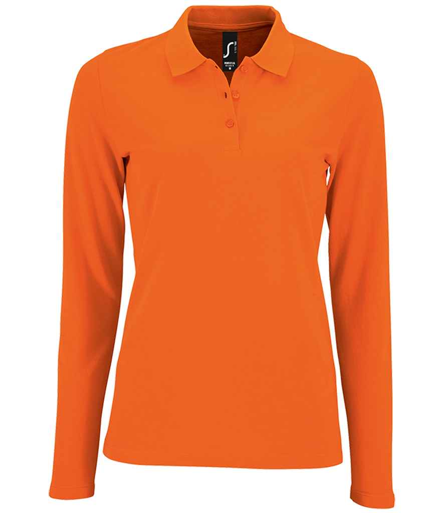 SOL'S Ladies Perfect Long Sleeve Piqué Polo Shirt - Orange