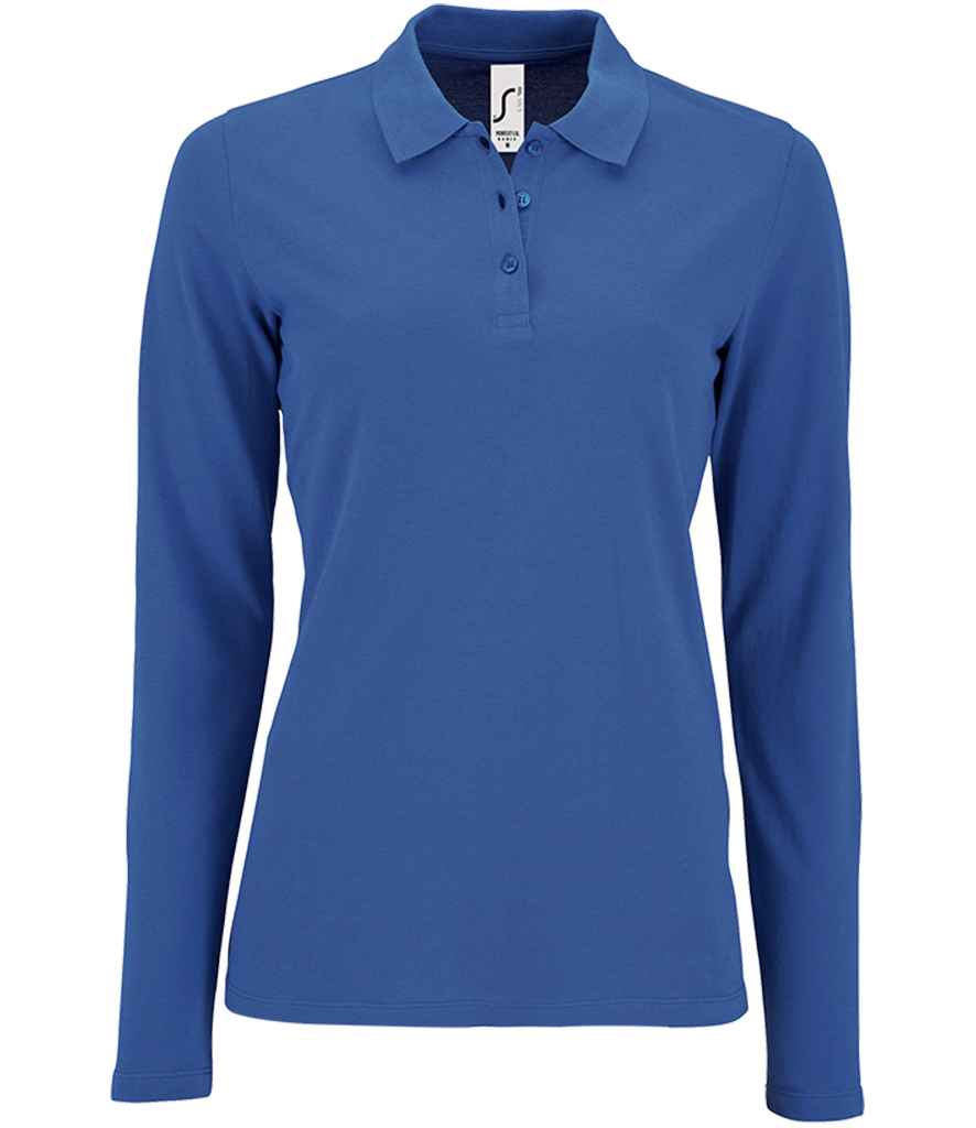 SOL'S Ladies Perfect Long Sleeve Piqué Polo Shirt - Royal Blue
