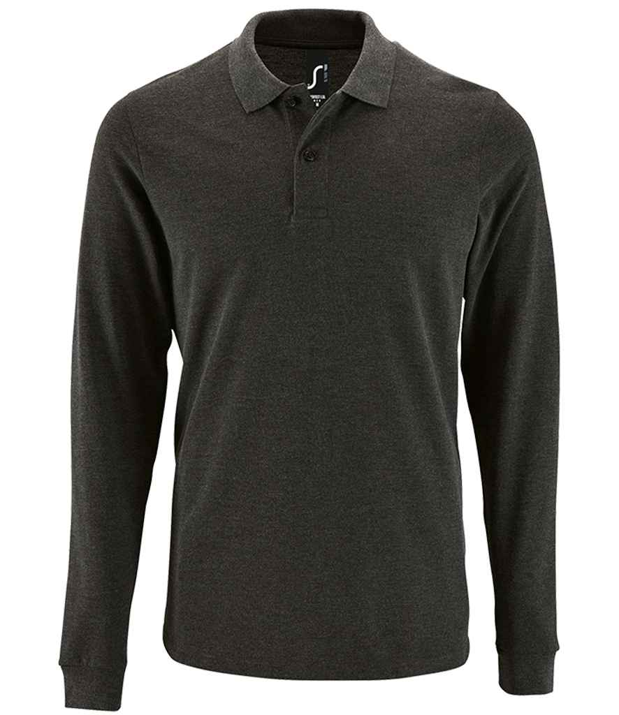 SOL'S Perfect Long Sleeve Piqué Polo Shirt - Charcoal Marl