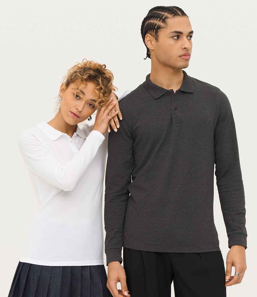 SOL'S Perfect Long Sleeve Piqué Polo Shirt - Charcoal Marl