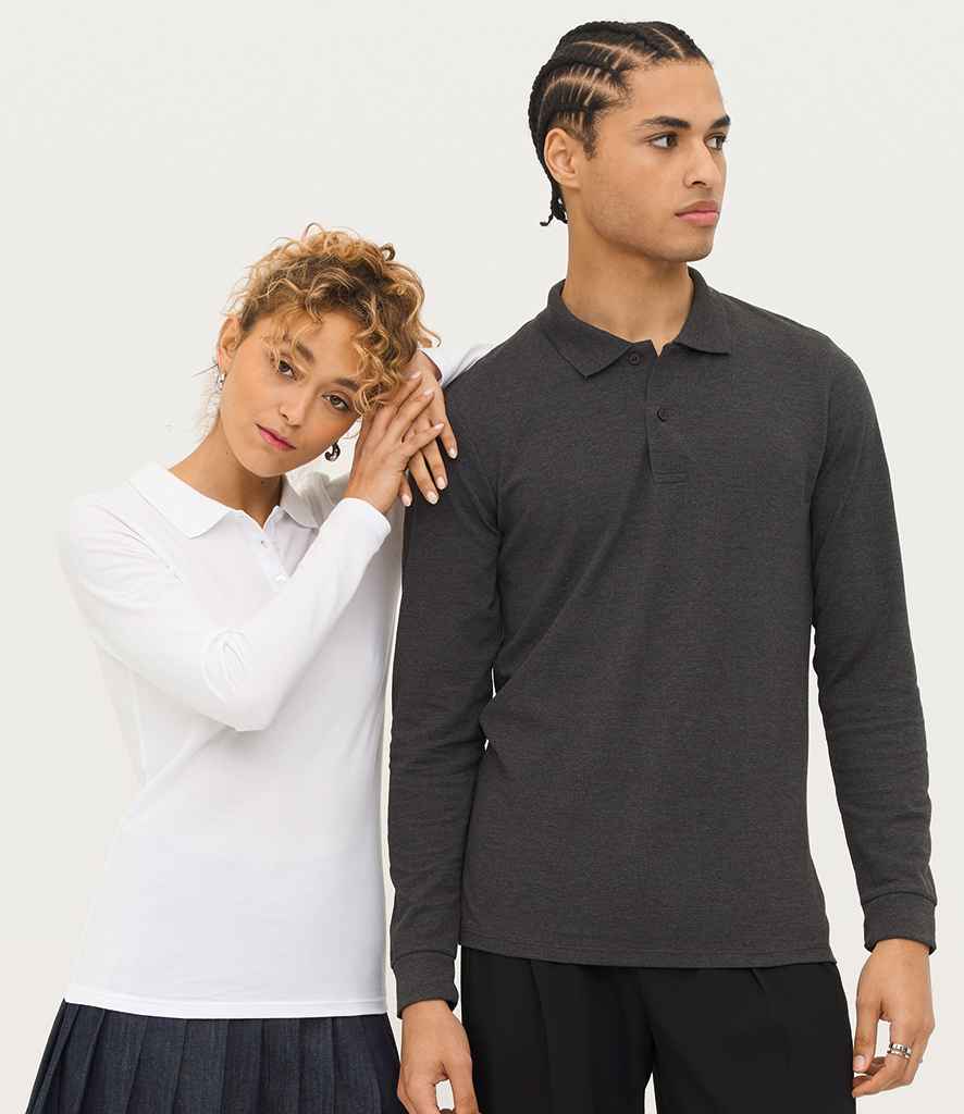SOL'S Perfect Long Sleeve Piqué Polo Shirt - White