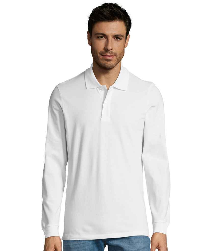 SOL'S Perfect Long Sleeve Piqué Polo Shirt - White