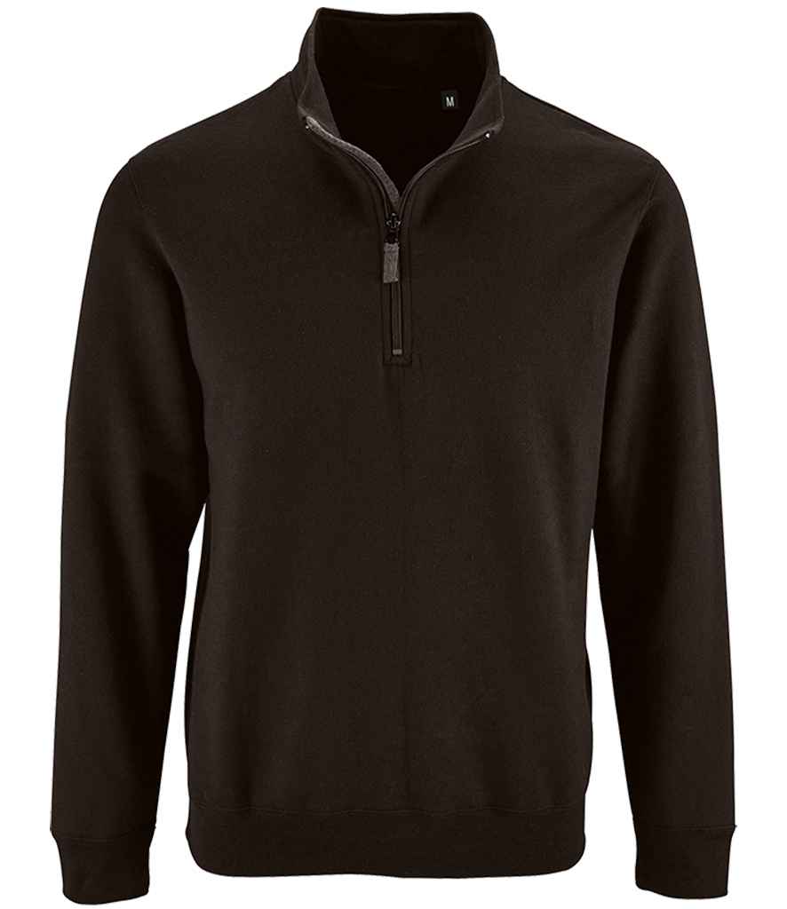 SOL'S Stan Contrast Zip Neck Sweatshirt - Black