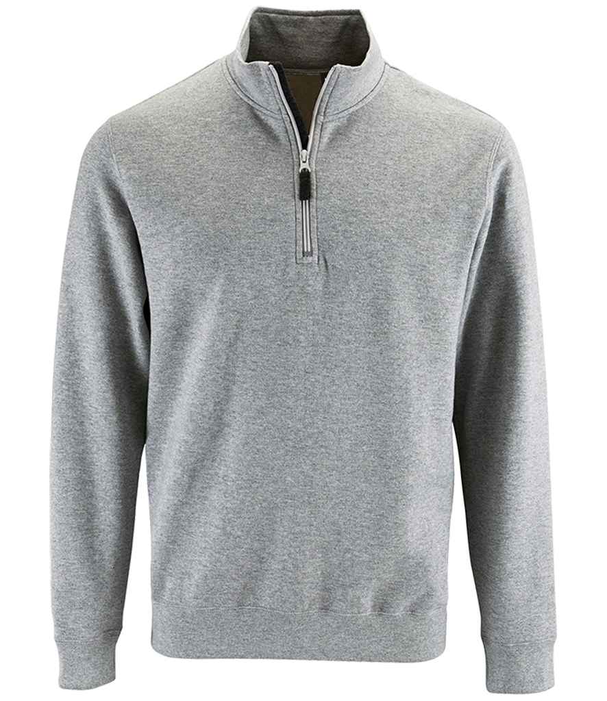 SOL'S Stan Contrast Zip Neck Sweatshirt - Grey Marl