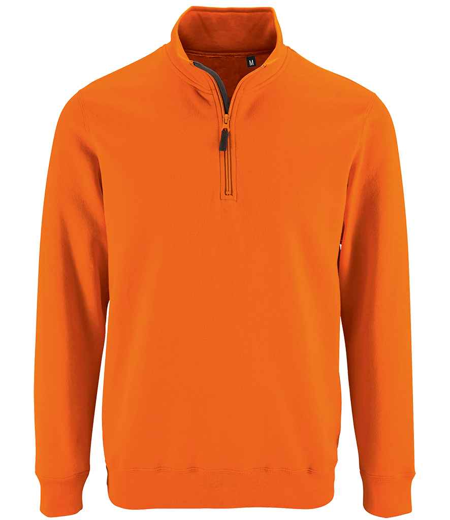 SOL'S Stan Contrast Zip Neck Sweatshirt - Orange