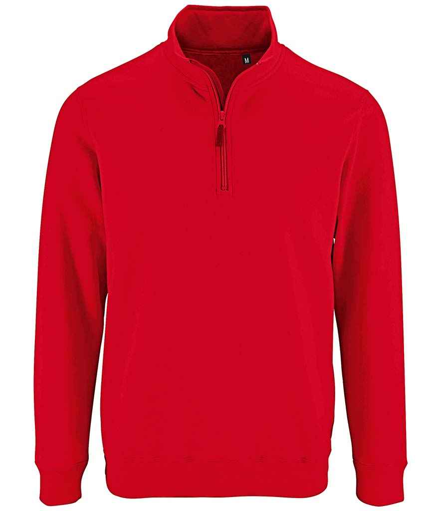 SOL'S Stan Contrast Zip Neck Sweatshirt - Red