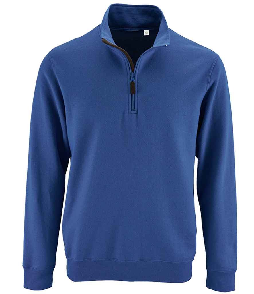 SOL'S Stan Contrast Zip Neck Sweatshirt - Royal Blue