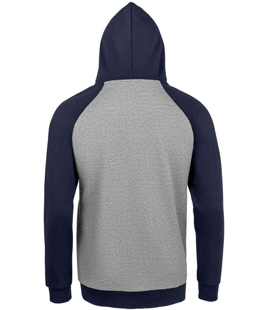 SOL'S Unisex Seattle Contrast Raglan Hoodie - Grey Marl/French Navy