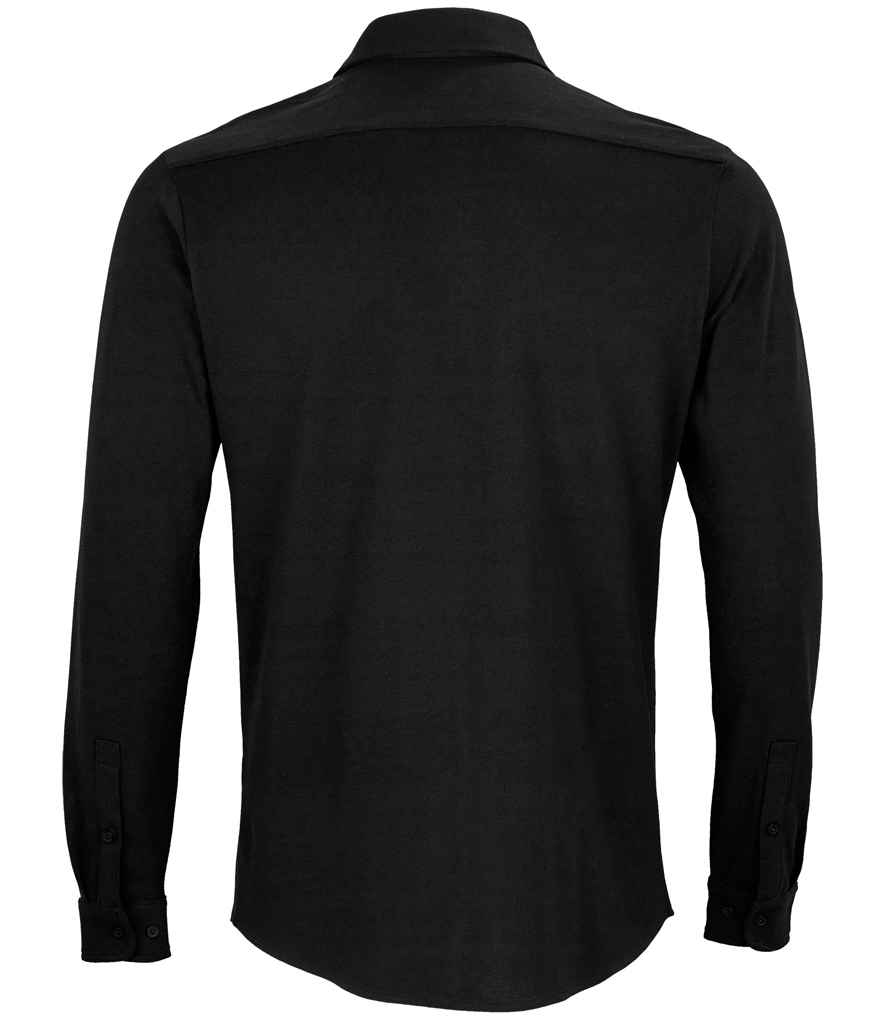 NEOBLU Basile Organic Cotton Long Sleeve Piqué Shirt - Deep Black