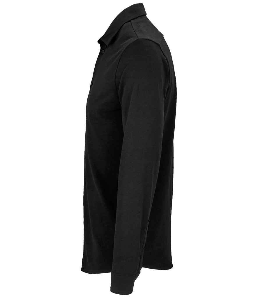 NEOBLU Basile Organic Cotton Long Sleeve Piqué Shirt - Deep Black