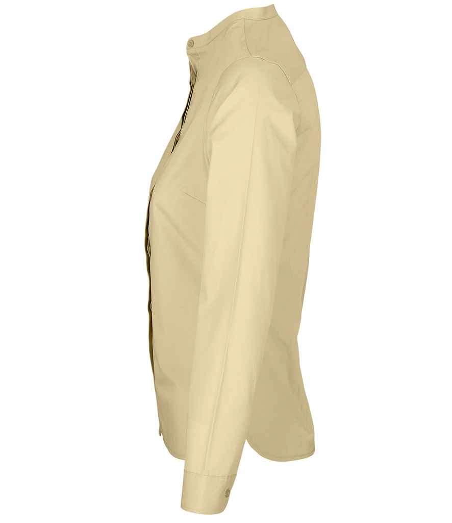 NEOBLU Ladies Bart Mao Collar Long Sleeve Poplin Shirt - Beige