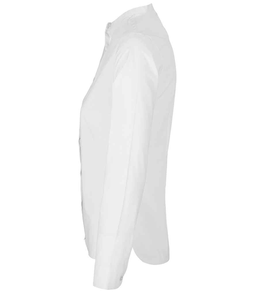 NEOBLU Ladies Bart Mao Collar Long Sleeve Poplin Shirt - Optic White