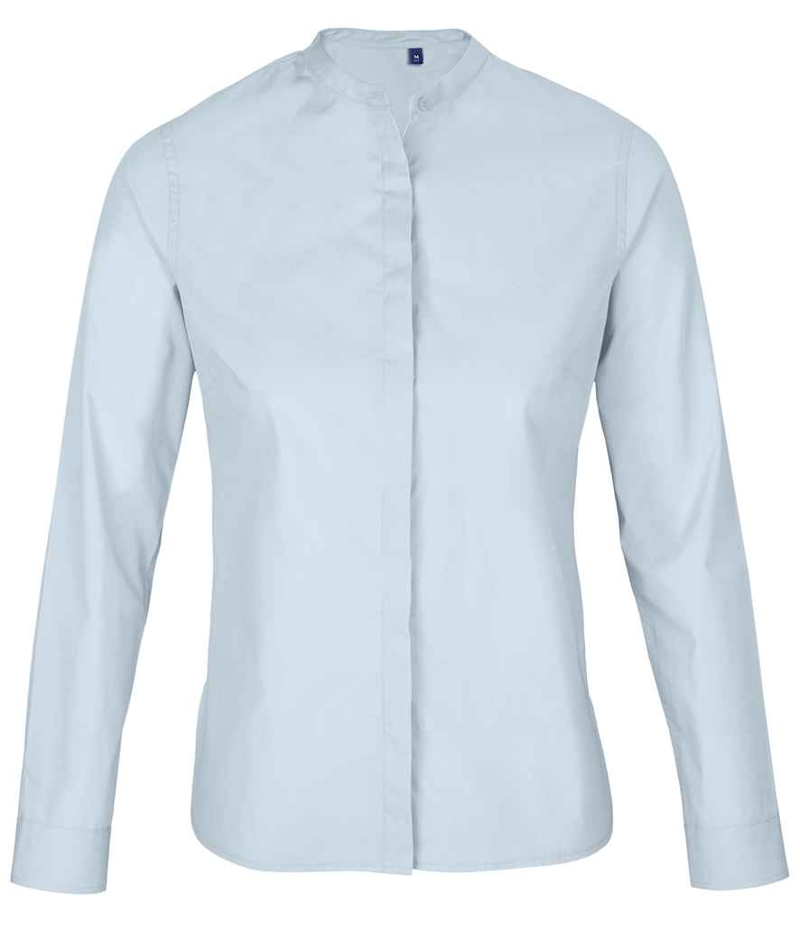 NEOBLU Ladies Bart Mao Collar Long Sleeve Poplin Shirt - Soft Blue