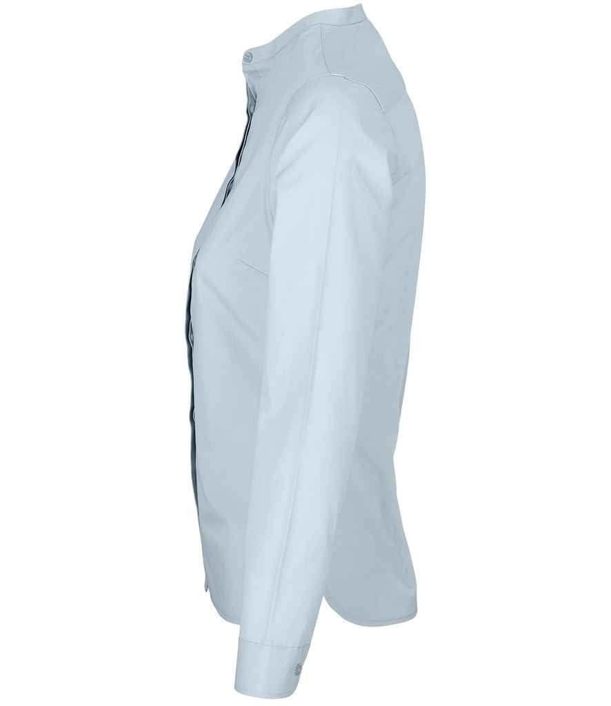 NEOBLU Ladies Bart Mao Collar Long Sleeve Poplin Shirt - Soft Blue