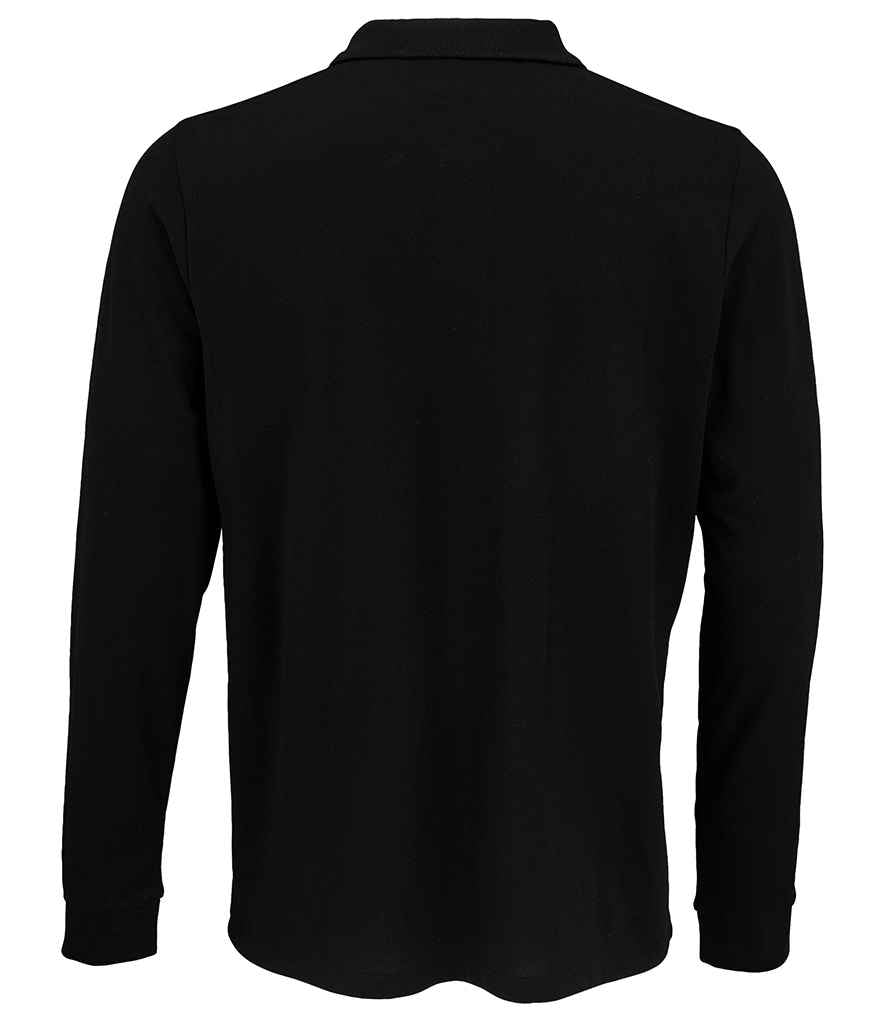 SOL'S Unisex Prime Long Sleeve Piqué Polo Shirt - Black