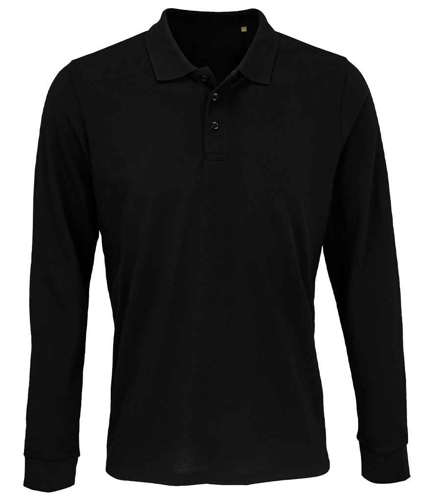 SOL'S Unisex Prime Long Sleeve Piqué Polo Shirt - Black
