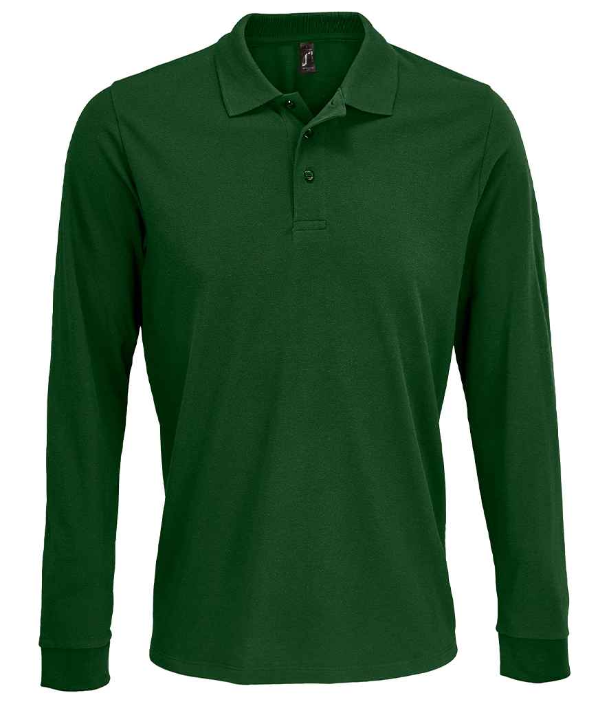 SOL'S Unisex Prime Long Sleeve Piqué Polo Shirt - Bottle Green