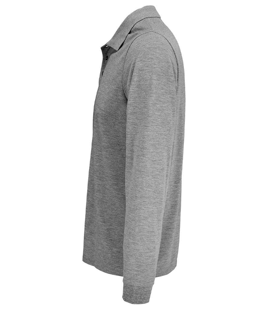 SOL'S Unisex Prime Long Sleeve Piqué Polo Shirt - Grey Marl