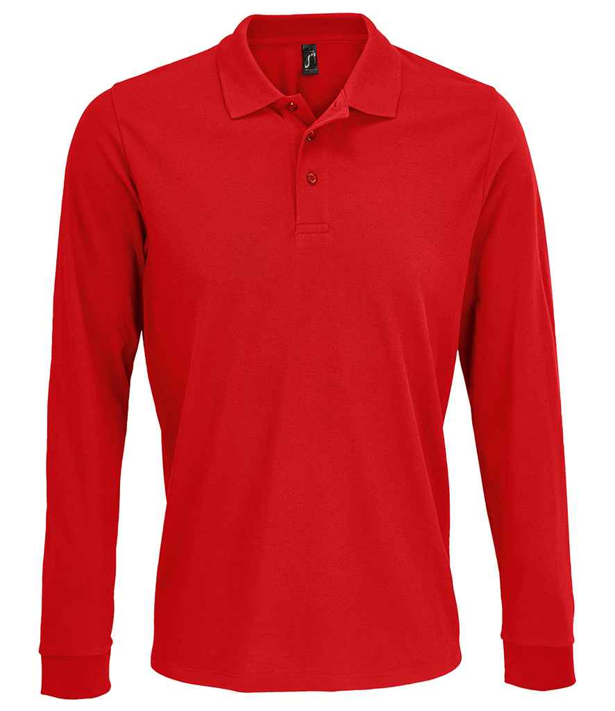 SOL'S Unisex Prime Long Sleeve Piqué Polo Shirt - Red