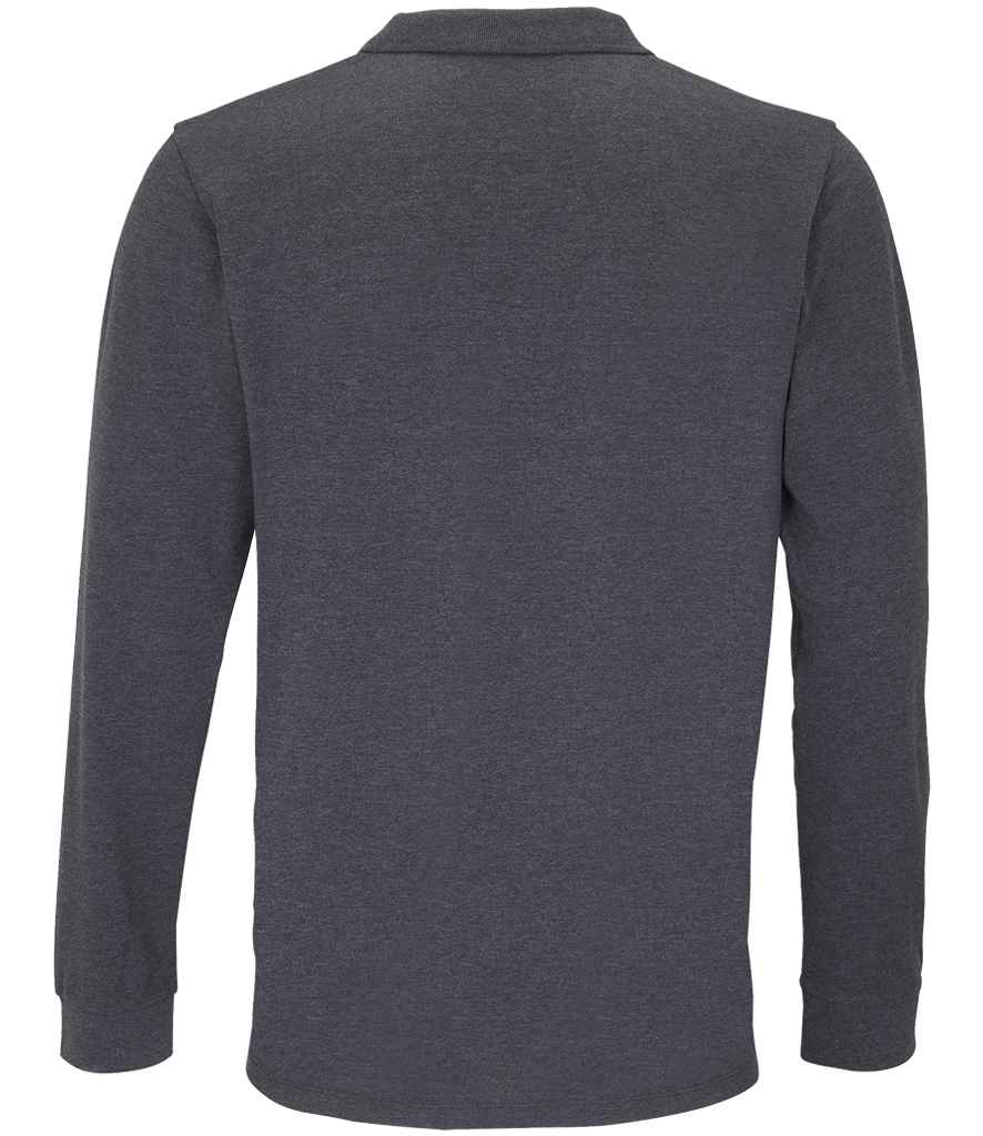 SOL'S Unisex Planet Long Sleeve Piqué Polo Shirt - Charcoal Marl