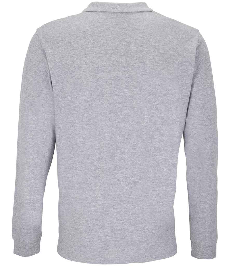 SOL'S Unisex Planet Long Sleeve Piqué Polo Shirt - Grey Marl
