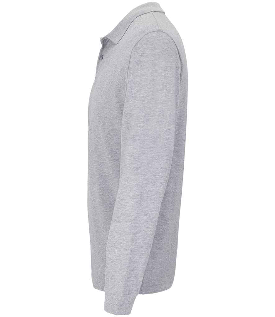 SOL'S Unisex Planet Long Sleeve Piqué Polo Shirt - Grey Marl