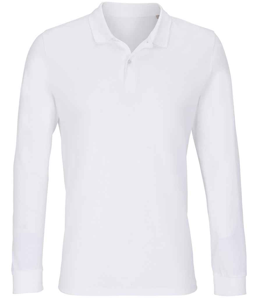 SOL'S Unisex Planet Long Sleeve Piqué Polo Shirt - White
