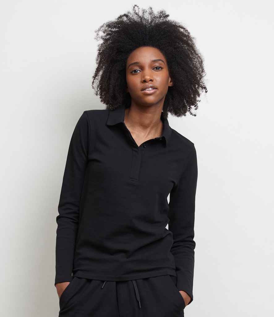 NEOBLU Ladies Owen Long Sleeve Piqué Polo Shirt - Deep Black