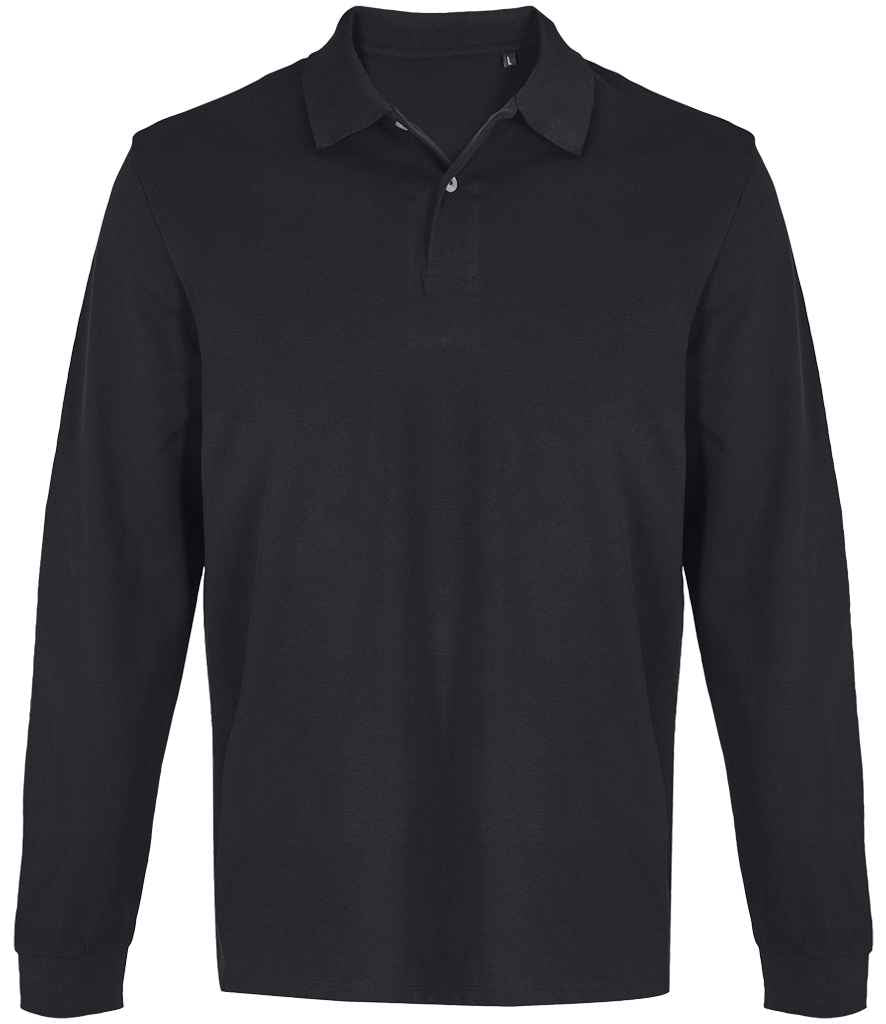 SOL'S Unisex Pacific Long Sleeve Piqué Polo Shirt - Black