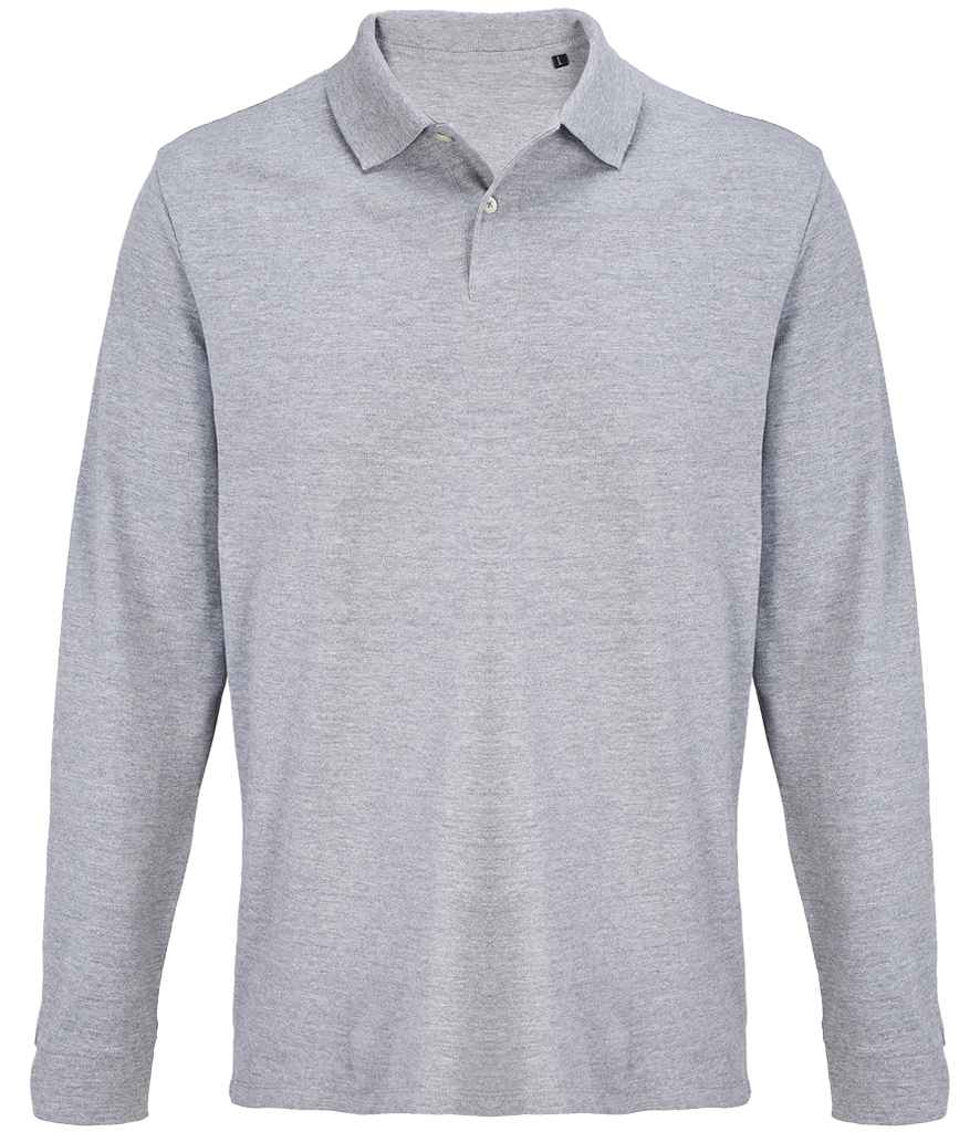 SOL'S Unisex Pacific Long Sleeve Piqué Polo Shirt - Grey Marl