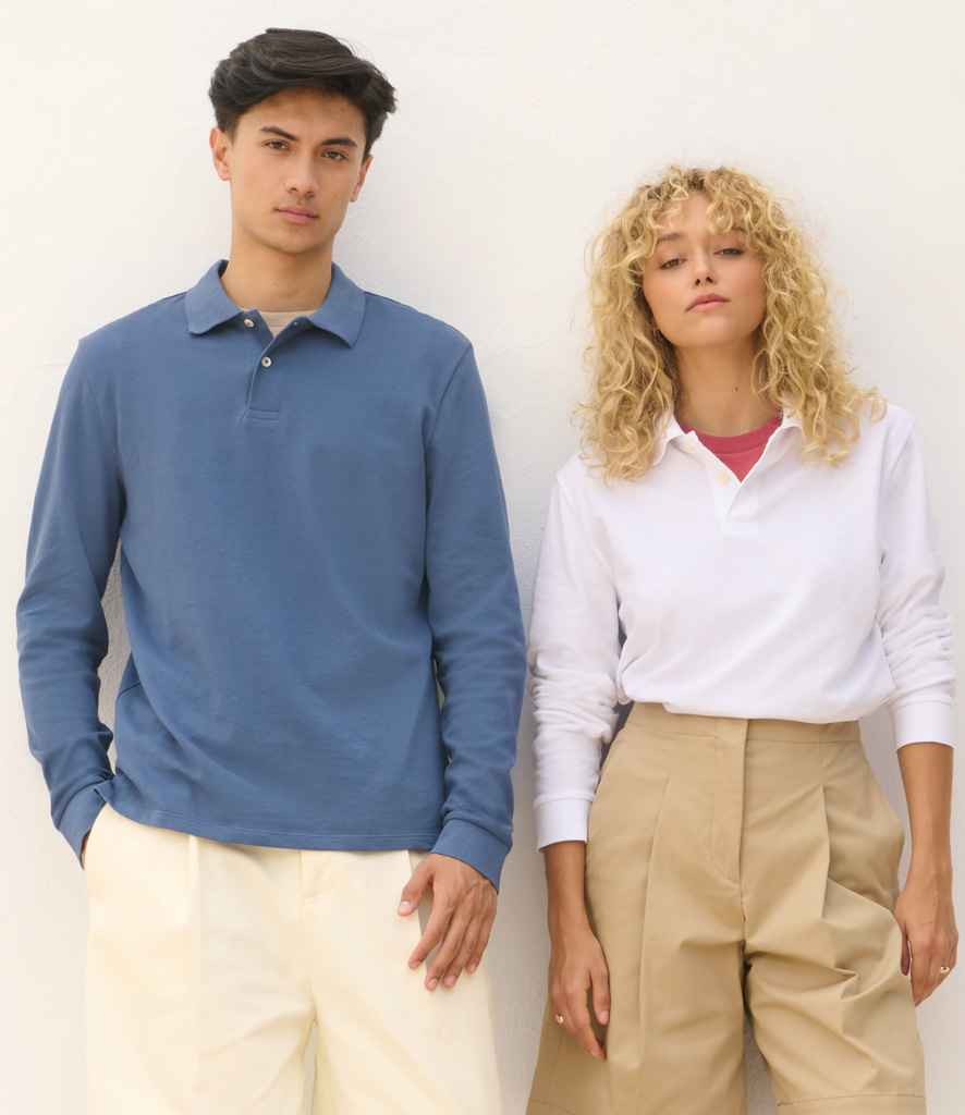 SOL'S Unisex Pacific Long Sleeve Piqué Polo Shirt - White
