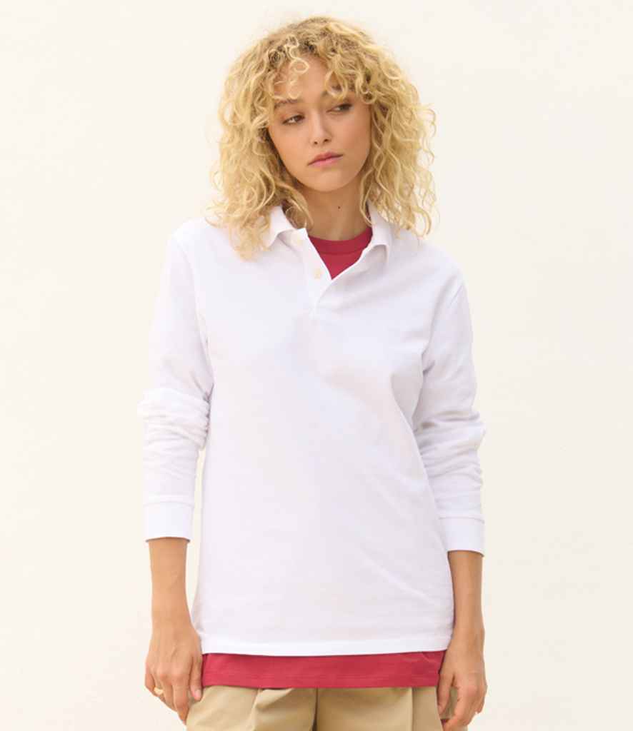 SOL'S Unisex Pacific Long Sleeve Piqué Polo Shirt - White