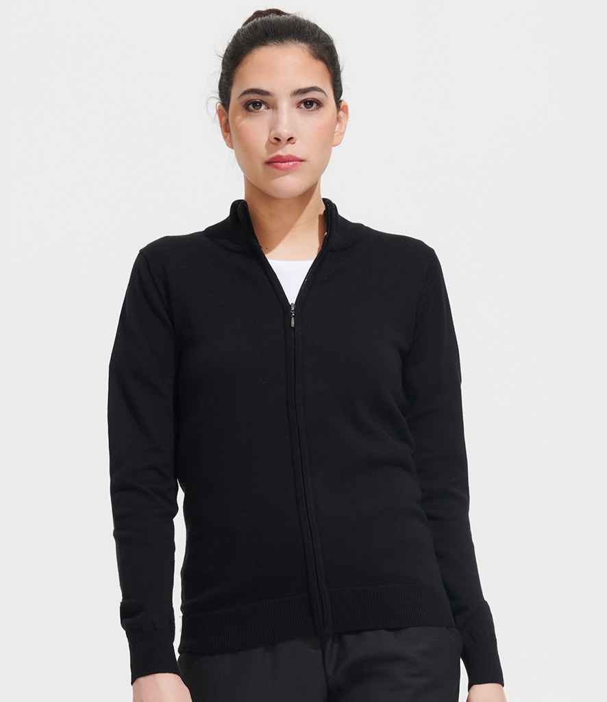 SOL'S Ladies Gordon Full Zip Cotton Acrylic Cardigan - Black