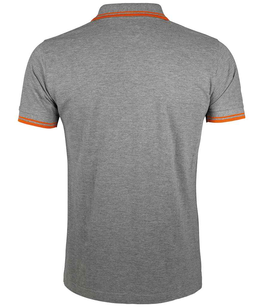 SOL'S Pasadena Tipped Cotton Piqué Polo Shirt - Grey Marl/Orange