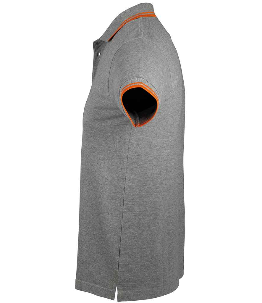SOL'S Pasadena Tipped Cotton Piqué Polo Shirt - Grey Marl/Orange