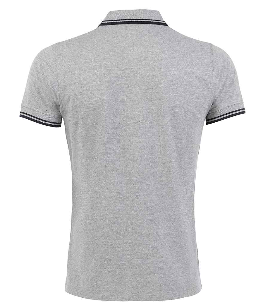 SOL'S Pasadena Tipped Cotton Piqué Polo Shirt - Heather Grey/Navy