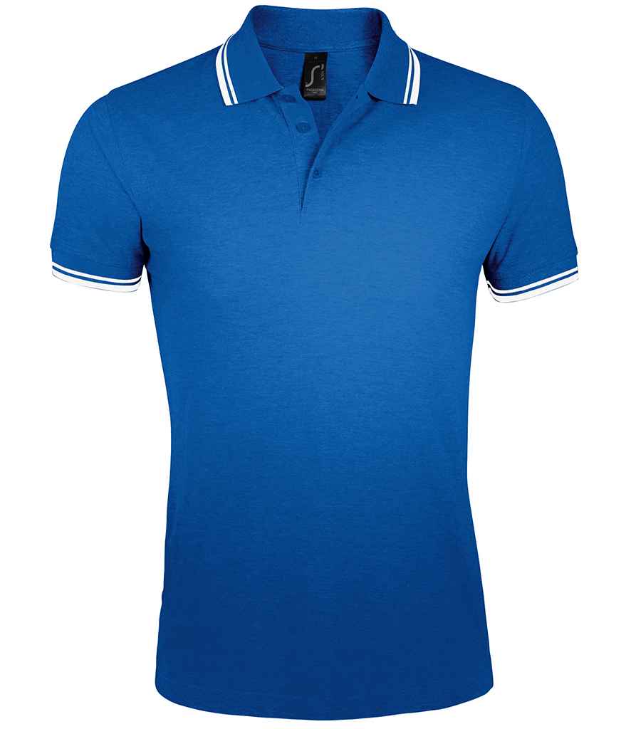 SOL'S Pasadena Tipped Cotton Piqué Polo Shirt - Royal Blue/White