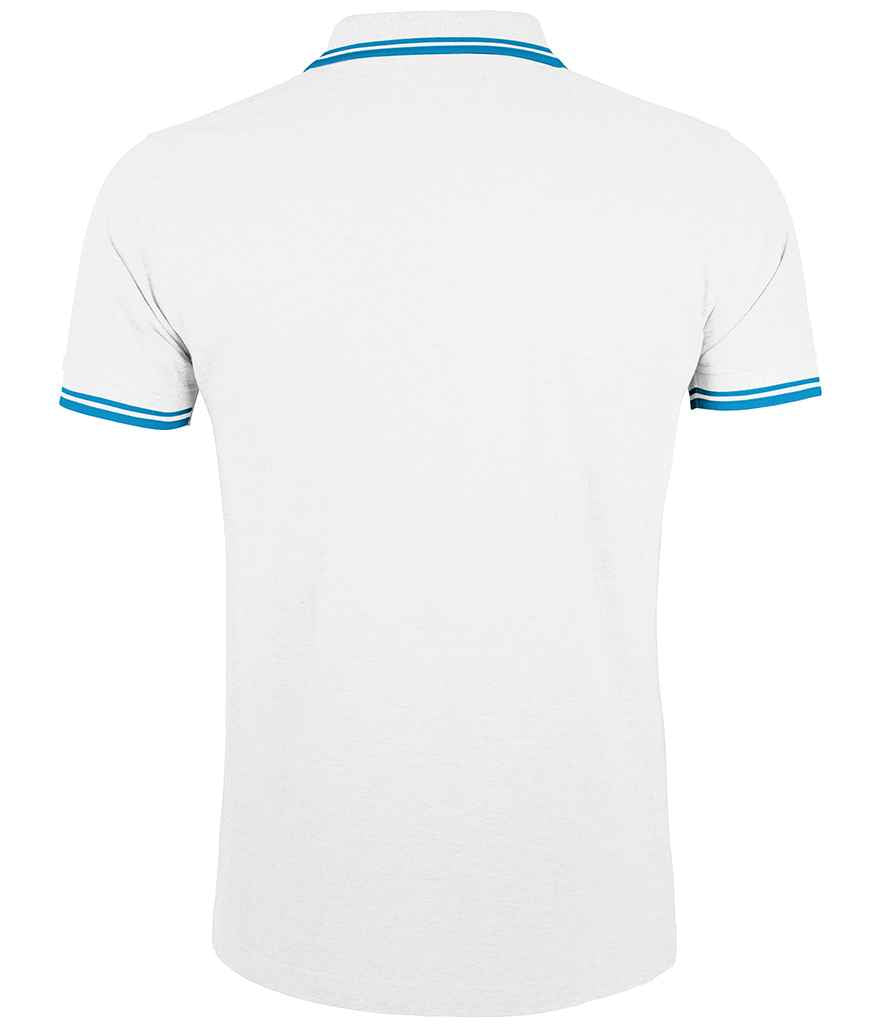 SOL'S Pasadena Tipped Cotton Piqué Polo Shirt - White/Aqua
