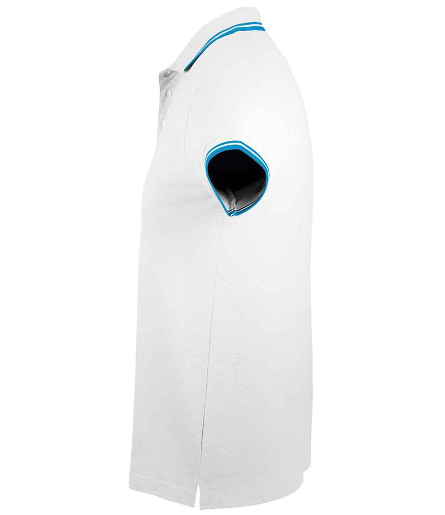 SOL'S Pasadena Tipped Cotton Piqué Polo Shirt - White/Aqua