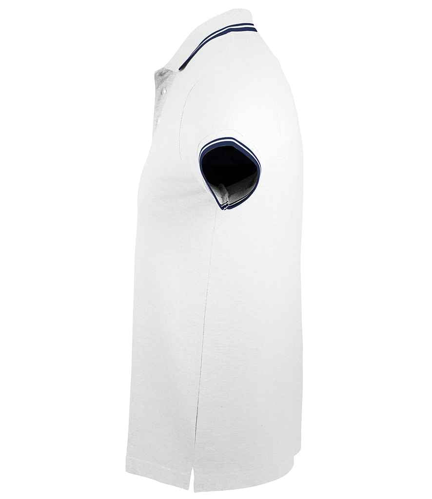 SOL'S Pasadena Tipped Cotton Piqué Polo Shirt - White/Navy