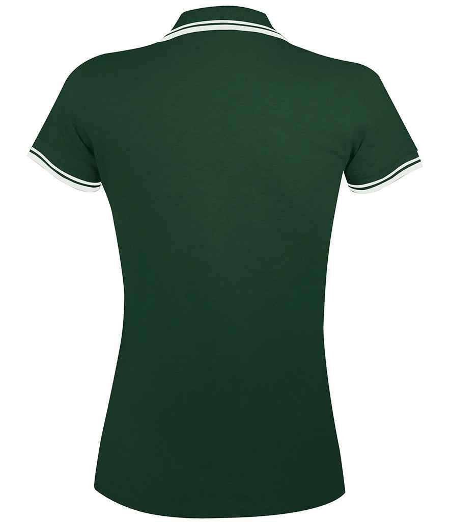 SOL'S Ladies Pasadena Tipped Cotton Piqué Polo Shirt - Forest Green/White