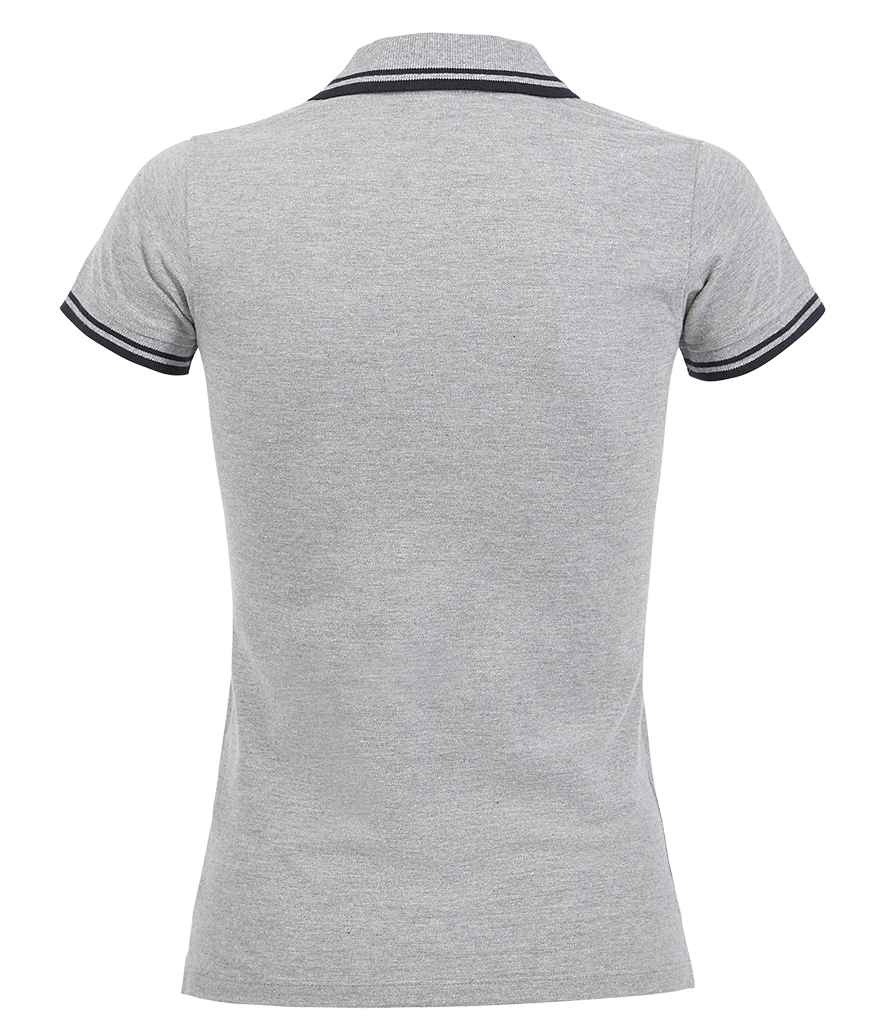 SOL'S Ladies Pasadena Tipped Cotton Piqué Polo Shirt - Heather Grey/Navy