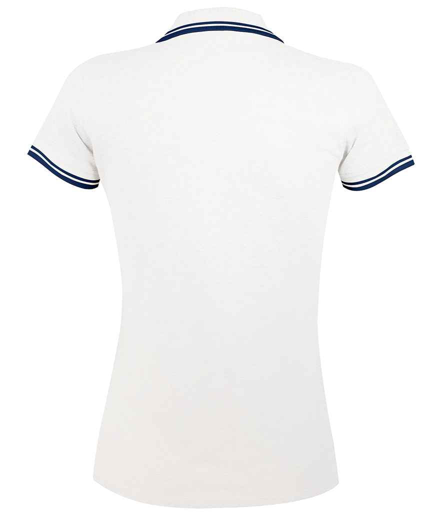 SOL'S Ladies Pasadena Tipped Cotton Piqué Polo Shirt - White/Navy